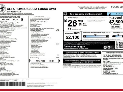 Used 2023 Alfa Romeo Giulia AWD w/ Quick Order Package 22X Lusso image 2