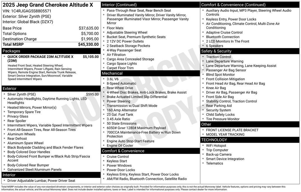 New 2025 Jeep Grand Cherokee Altitude RWD image 22