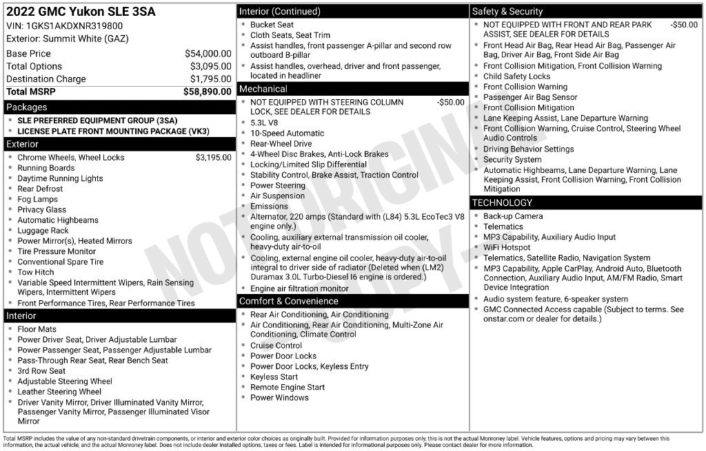 Used 2022 GMC Yukon SLE RWD image 5