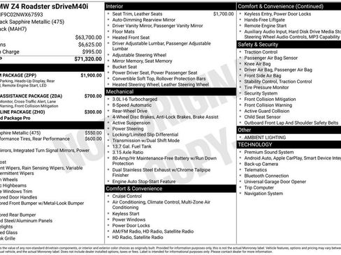 Used 2022 BMW Z4 M40i w/ Premium Package image 67