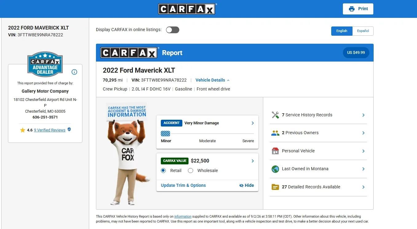 Used 2022 Ford Maverick XLT FWD image 2