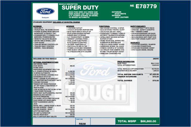 Used 2022 Ford F350 King Ranch w/ Tremor Off-Road Package AWD/4WD image 2