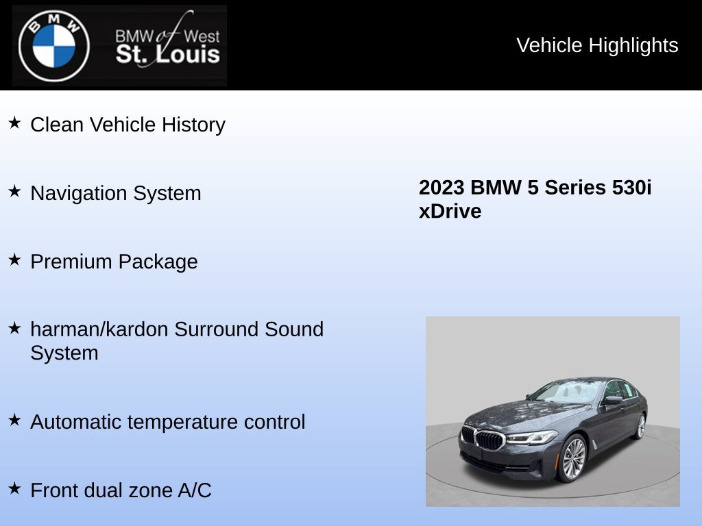 Used 2023 BMW 530i xDrive w/ Premium Package AWD/4WD image 8