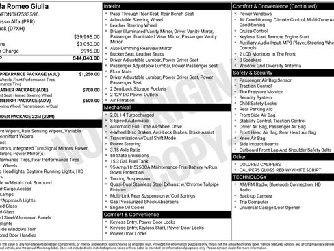 Used 2017 Alfa Romeo Giulia AWD w/ Sport Appearance Package image 3