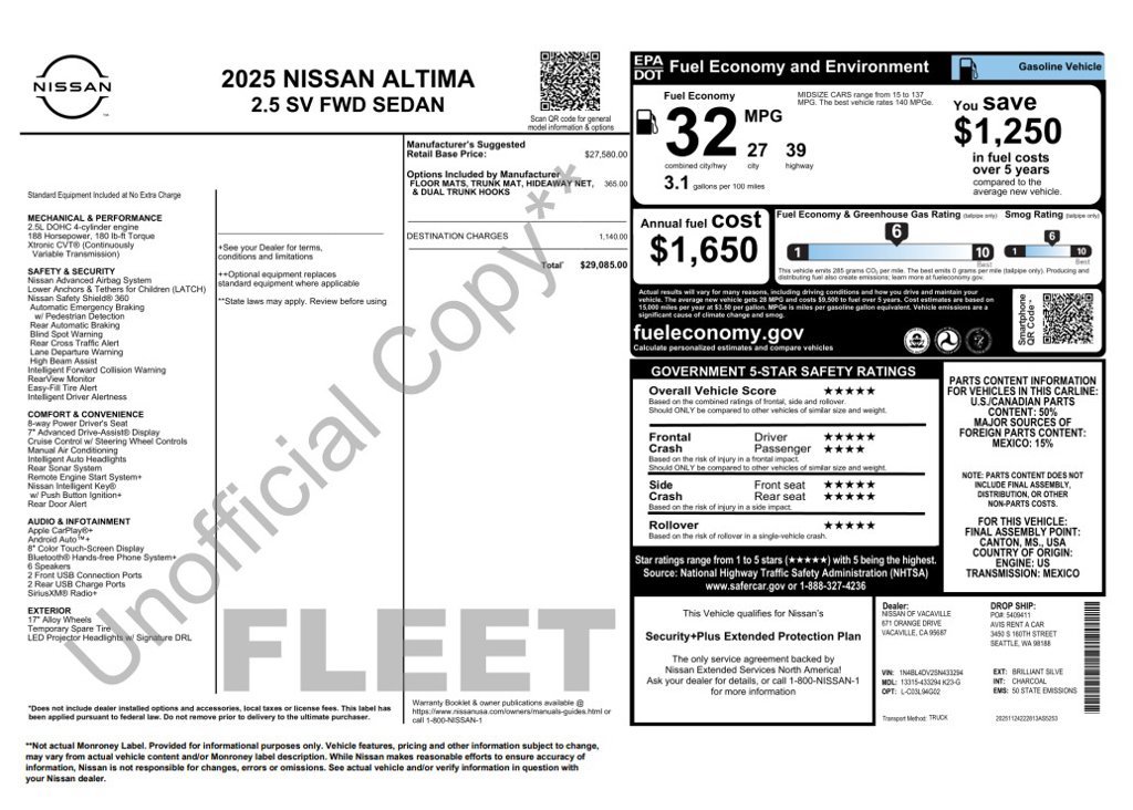 Used 2025 Nissan Altima 2.5 SV FWD image 3