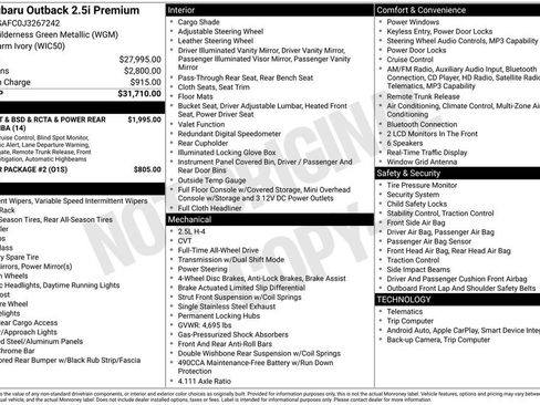 Used 2018 Subaru Outback 2.5i Premium image 39