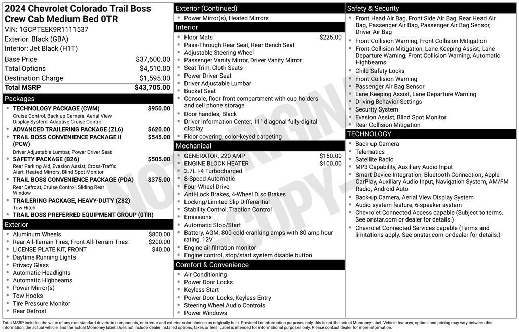 Used 2024 Chevrolet Colorado Trail Boss w/ Technology Package AWD/4WD image 1