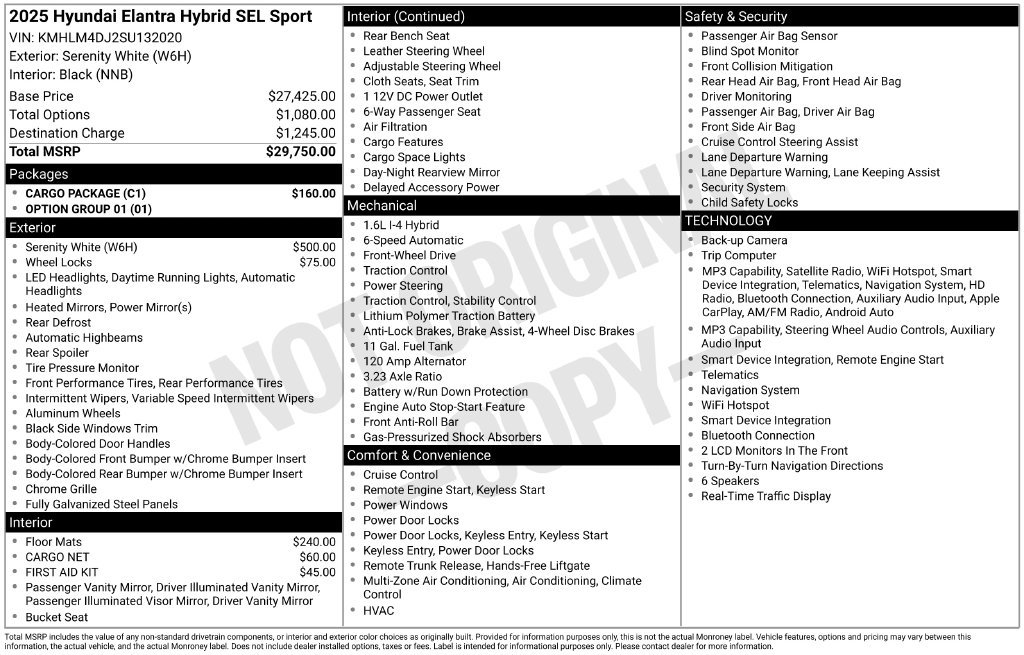 Certified 2025 Hyundai Elantra SEL w/ Cargo Package FWD image 35