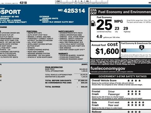 Used 2021 Ford EcoSport SE w/ SE Convenience Package image 2