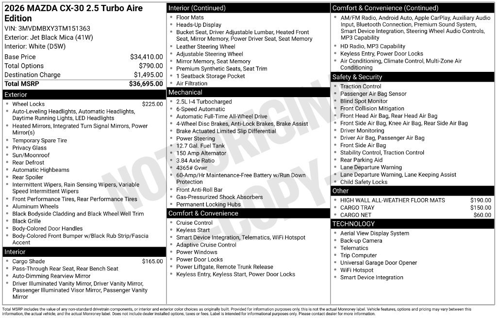 New 2026 MAZDA CX-30 2.5 Turbo Aire Edition AWD/4WD image 35
