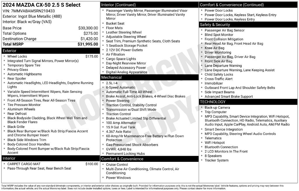 Used 2024 MAZDA CX-50 AWD 2.5 S w/ Select Package image 14