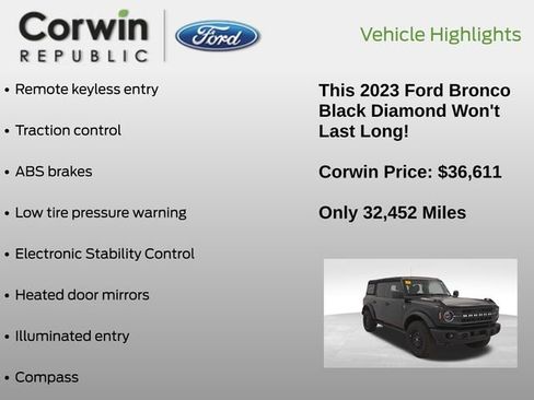 Certified 2023 Ford Bronco Black Diamond image 7