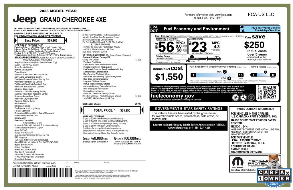 Used 2023 Jeep Grand Cherokee 4WD 4xe w/ Luxury Tech Group II image 4