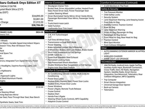 Used 2020 Subaru Outback Onyx Edition XT w/ Tech Package 2 image 3