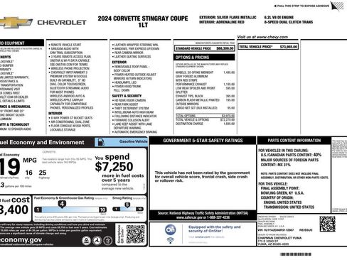 Used 2024 Chevrolet Corvette Stingray Coupe w/ 1LT RWD image 3