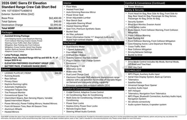 Certified 2026 GMC Sierra EV Elevation AWD/4WD image 45
