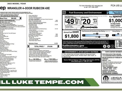 Used 2023 Jeep Wrangler Unlimited Rubicon 4xe w/ Cold Weather Group AWD/4WD image 1