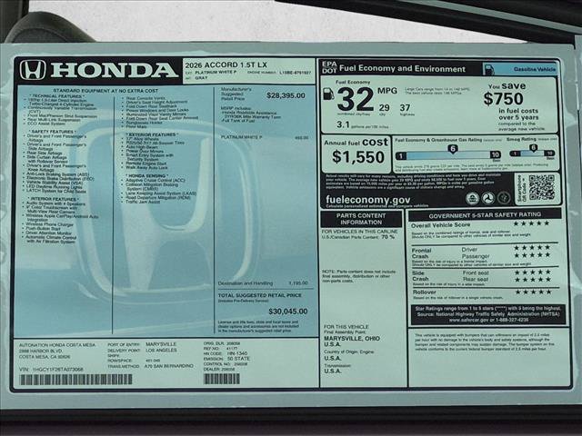 New 2026 Honda Accord LX image 17