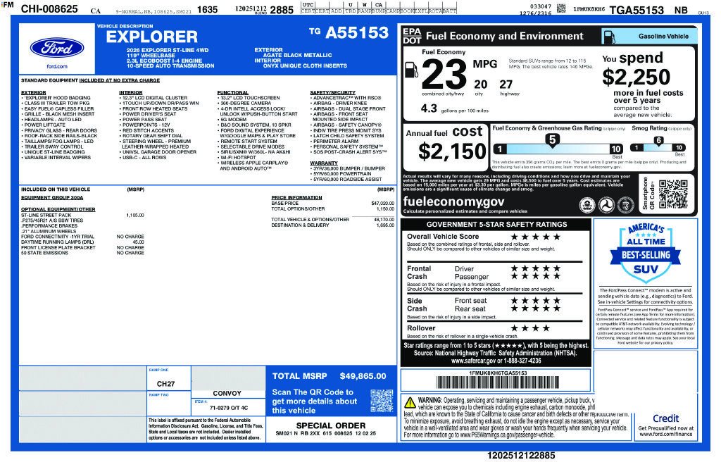 Certified 2026 Ford Explorer ST-Line w/ ST-Line Street Pack AWD/4WD image 2