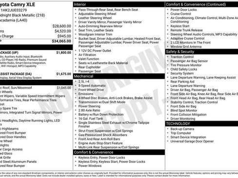 Used 2018 Toyota Camry XLE w/ Audio Package image 1