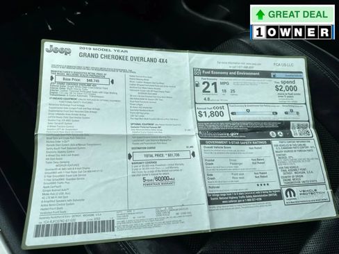 Used 2019 Jeep Grand Cherokee Overland AWD/4WD image 27