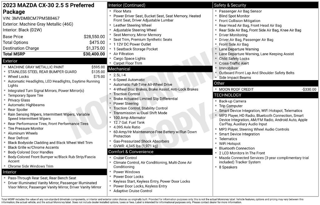 Certified 2023 MAZDA CX-30 AWD 2.5 S w/ Preferred Package image 33