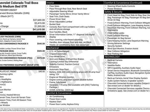 Used 2024 Chevrolet Colorado Trail Boss w/ Technology Package AWD/4WD image 30