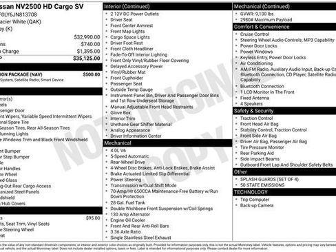 Used 2018 Nissan NV 2500 SV w/ Navigation Package image 10