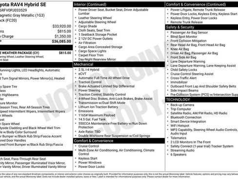 Used 2023 Toyota RAV4 SE w/ SE Grade Weather Package AWD/4WD image 39