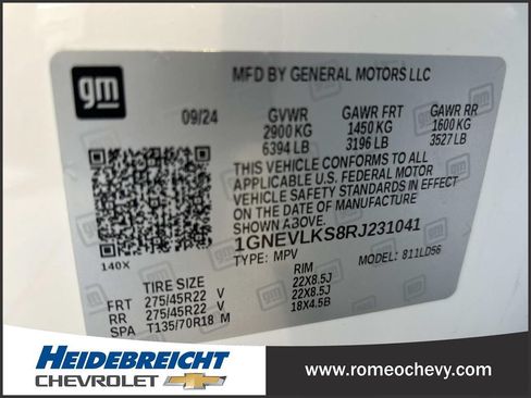 Used 2024 Chevrolet Traverse RS w/ LPO, Floor Liner Package AWD/4WD image 8