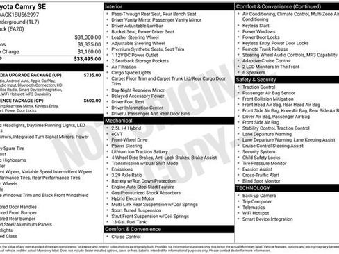 Used 2025 Toyota Camry SE w/ Multimedia Upgrade Package FWD image 3