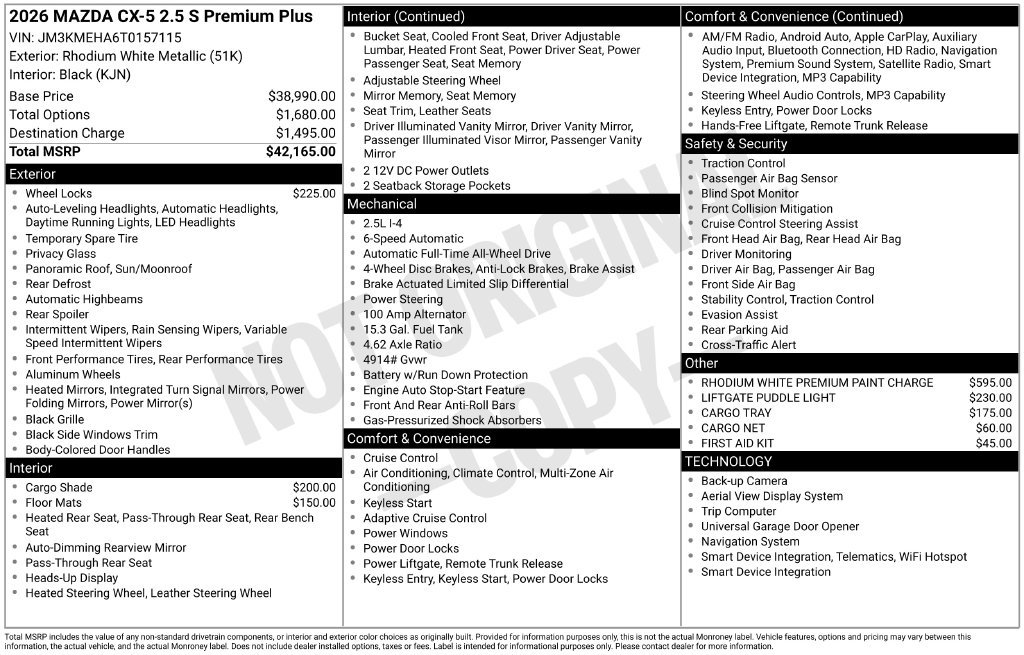 New 2026 MAZDA CX-5 2.5 S w/ Premium Plus Package AWD/4WD image 27