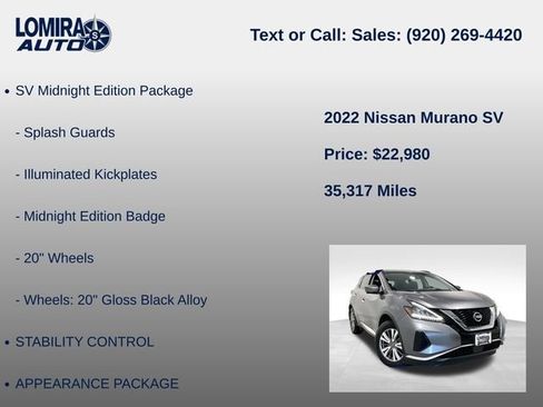 Used 2022 Nissan Murano SV AWD/4WD image 8