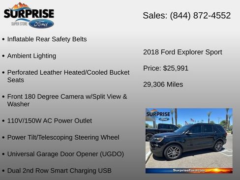 Used 2018 Ford Explorer Sport w/ Equipment Group 401A AWD/4WD image 29