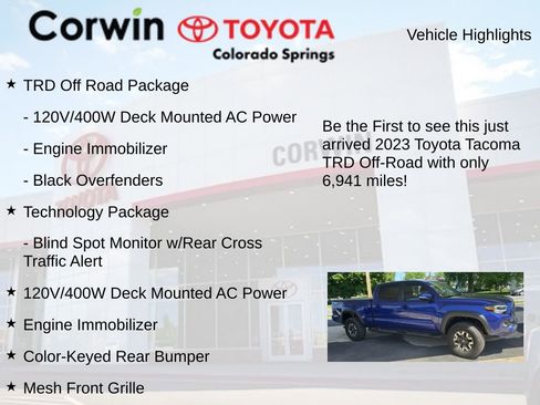 Used 2023 Toyota Tacoma TRD Off-Road w/ Technology Package AWD/4WD image 2