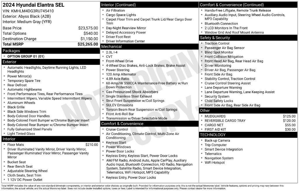 Used 2024 Hyundai Elantra SEL FWD image 3