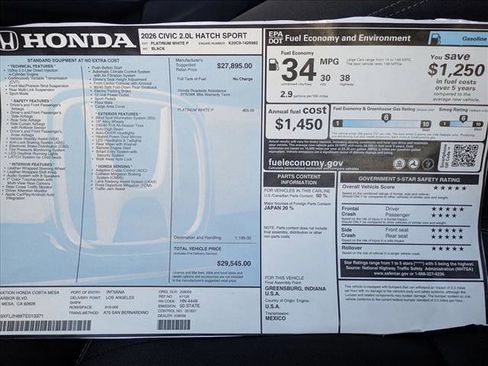 New 2026 Honda Civic Sport image 17