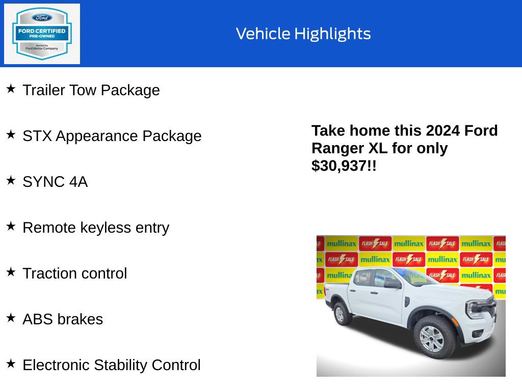 Certified 2024 Ford Ranger XL w/ Trailer Tow Package AWD/4WD image 18