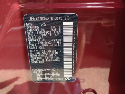Used 2022 INFINITI QX80 Sensory w/ Cargo Package RWD image 29