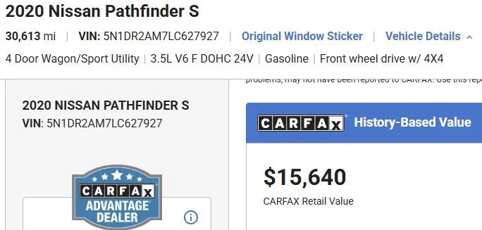 Used 2020 Nissan Pathfinder S AWD/4WD image 2