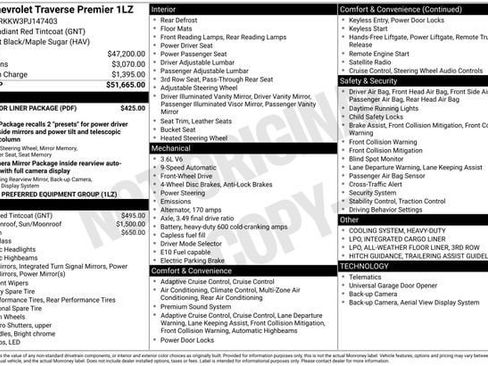 Used 2023 Chevrolet Traverse Premier w/ LPO, Floor Liner Package FWD image 36