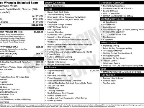 Used 2017 Jeep Wrangler Unlimited Sport w/ Quick Order Package 24S AWD/4WD image 3