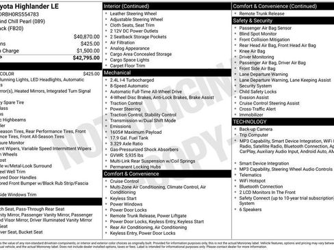 Used 2024 Toyota Highlander LE AWD/4WD image 10