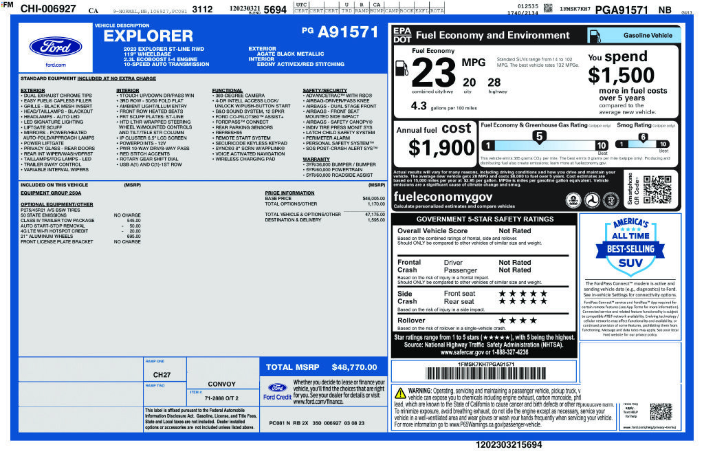 Used 2023 Ford Explorer ST-Line w/ Class IV Trailer Tow Package RWD image 2