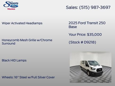 Used 2025 Ford Transit 250 Low Roof w/ Exterior Upgrade Package RWD image 16