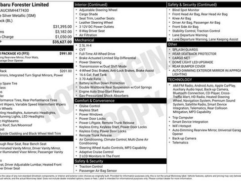 Used 2021 Subaru Forester Limited w/ Popular Package #3 AWD/4WD image 3