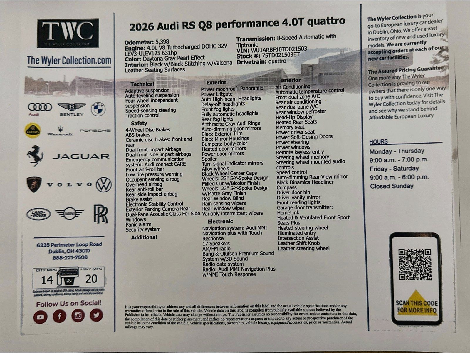 Used 2026 Audi RS Q8 performance AWD/4WD image 48