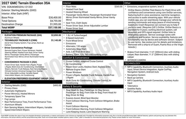 New 2027 GMC Terrain Elevation w/ Elevation Premium Package FWD image 3