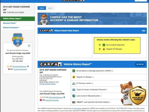 Used 2018 Jeep Grand Cherokee SRT w/ Trailer Tow Group IV image 13