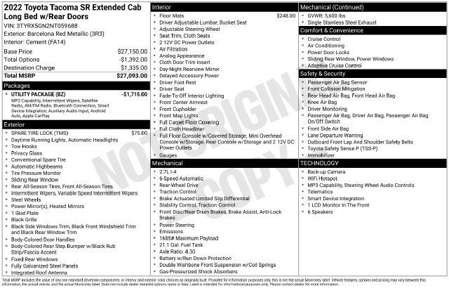 Certified 2022 Toyota Tacoma SR RWD image 31